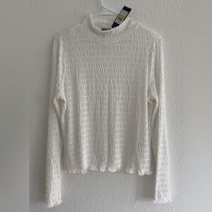Tommy Hilfiger White Textured Long Sleeve Top